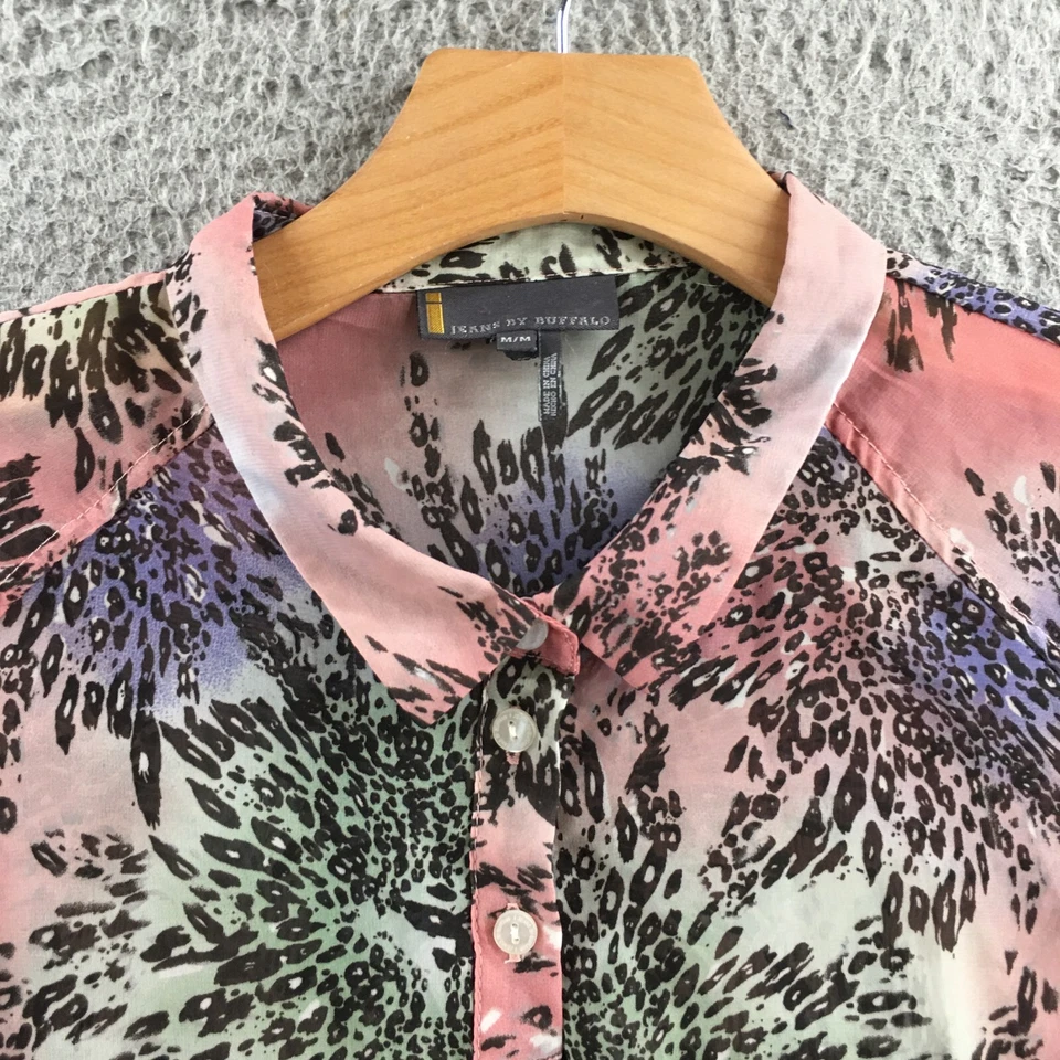 Camisa Jeans By Buffalo Feminina Média Multicolorida Gola com Botões Manga Longa - Imagem 3 de 4