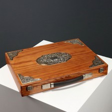 Vintage Spielschachtel Holz Silber 925 mit Sp...
