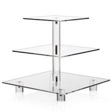 Clear Square Cupcake Stand 3 Tier Acrylic Cupcake Display Tower with Base