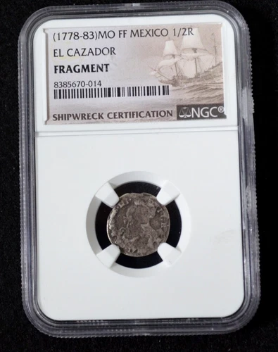 1778-1783 Mexico 1/2Real Silver El Cazador Shipwreck Coin NGC