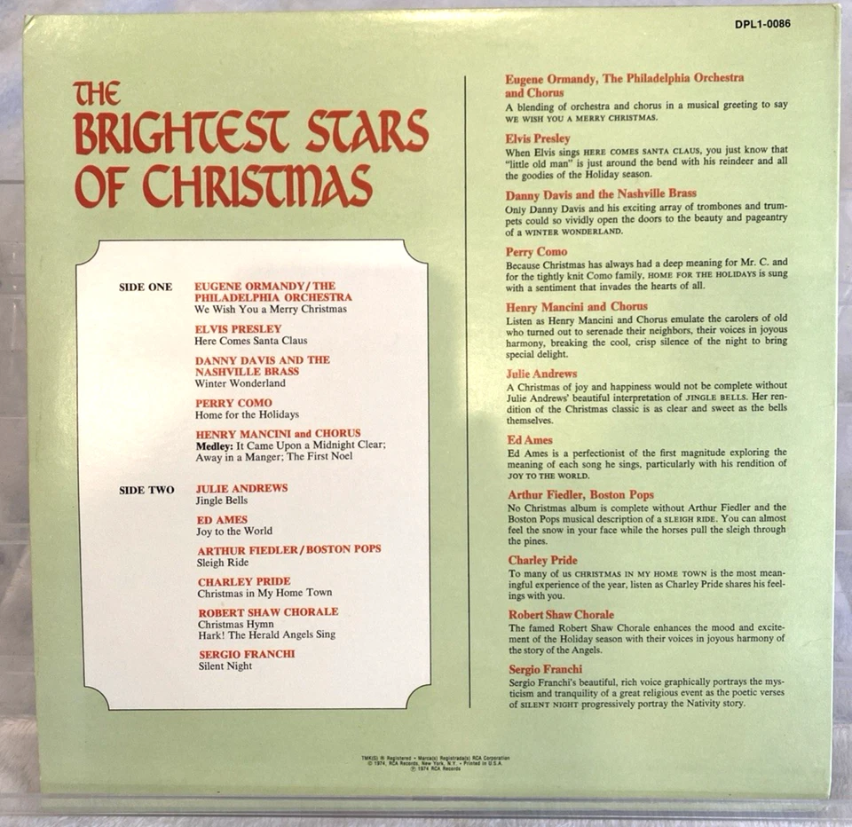 Lot#2 LP The Brightest Stars Of Christmas JCPenny 1974 DPL1-0086 N-Mint Vinyl - Image 2 of 4