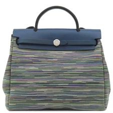 HERMES 2WAY Bag Aile Bag PM Leather Multicolor Navy Green Shoulder Handbag Missi
