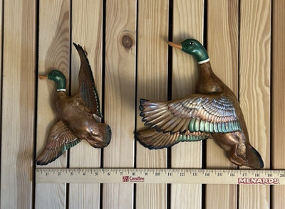 2 Clay Ducks Different Sizes 3D Wall Decor Artist Signed Frances Dawson