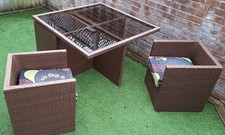Rattan Cube Set 4 Seater With Cushions, Good Condition