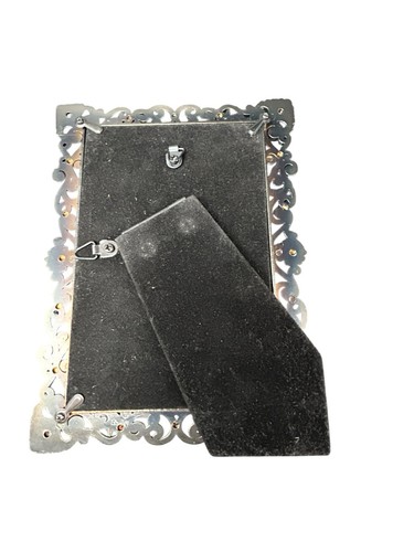 Goldtone Copper Tone Scroll Amber Rhinestones Picture Tabletop Frame 7.5"x6" - Picture 4 of 10