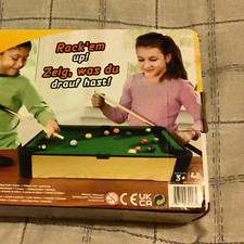 Wooden Tabletop Pool/Billiards Game Set Boxed Age 3+ (4-7) Green/Brown