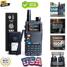 10 W Tri-Band Two-Way Radio – UV-5R 7th Gen, 1000 Channels, GPS & NOAA Weathe...