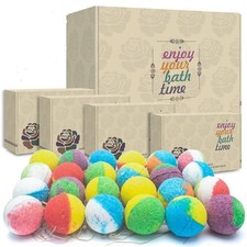 Organic Bath Bombs Gift Set, 24 Handmade Fizzies Rich in Essential Oil, Moist...