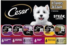 Cesar Adult Wet Dog Food Steak Lovers Variety Pack with Real Meat, 3.5 oz. 36 pk 4.57 per gallon