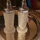 White Milk Glass Salt & Pepper Shakers Set of 2 w/ Silver-Tone Metal Tops — photo 3