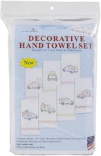Jack Dempsey Stamped Decorative Hand Towels 17"x28" 7/Pkg-Holiday Trucks