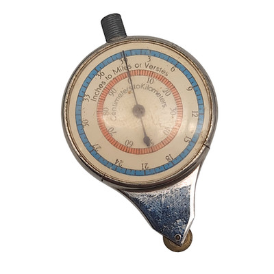 Vintage Opisometer Kartenmesser Kurvimeter Metall 5,5 cm Kompass Navigation