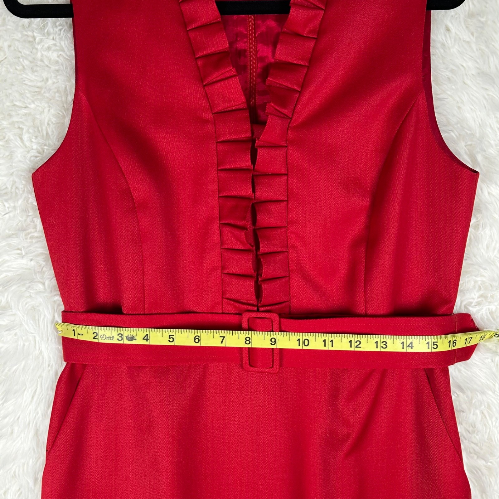 J. McLaughlin Dillards Sz 10 Solid Red Ruffle Sle… - image 5