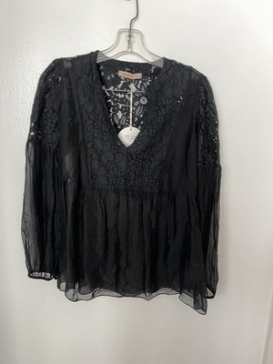 Nana Nucci Made In Italy Silk Lace Flowy Blouse Size Small Whimsygoth
