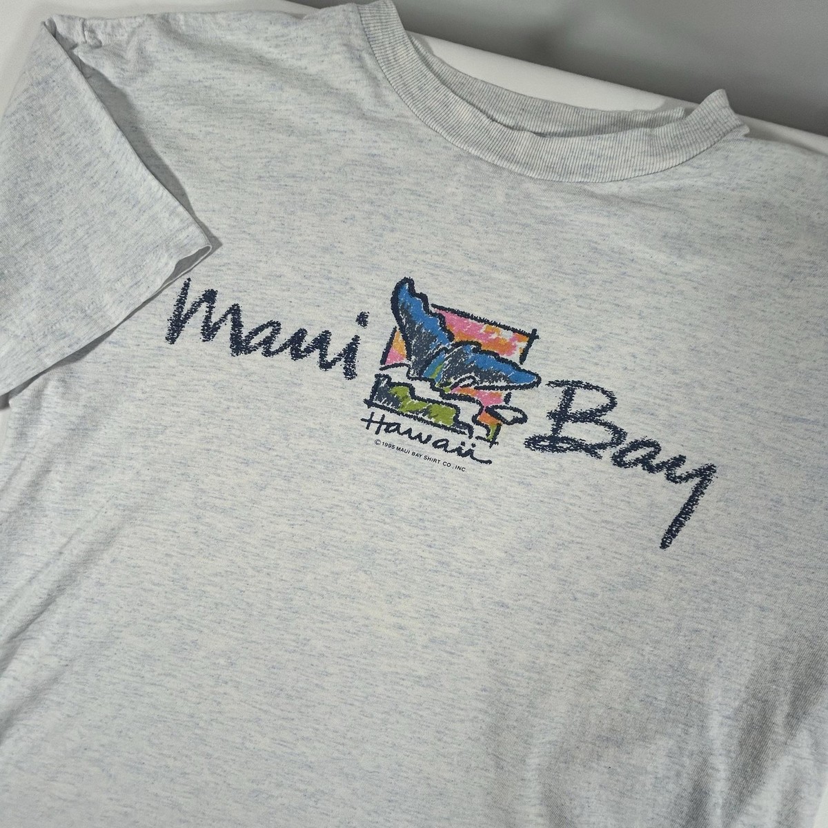 Vintage H.L. Miller Maui Bay Shirt Mens XL Gray Hawaii Whale Graphic 90s