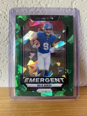 2024 Panini Prizm - Emergent Malik Nabers #6 Green Ice Prizm (RC)