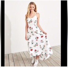 Hollister Floral white midi summer Sundress sz Small  EXCELLENT CONDITION