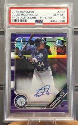 2019 Bowman Julio Rodriguez 1st Prospect Chrome Purple Auto /250 PSA 10 🔥