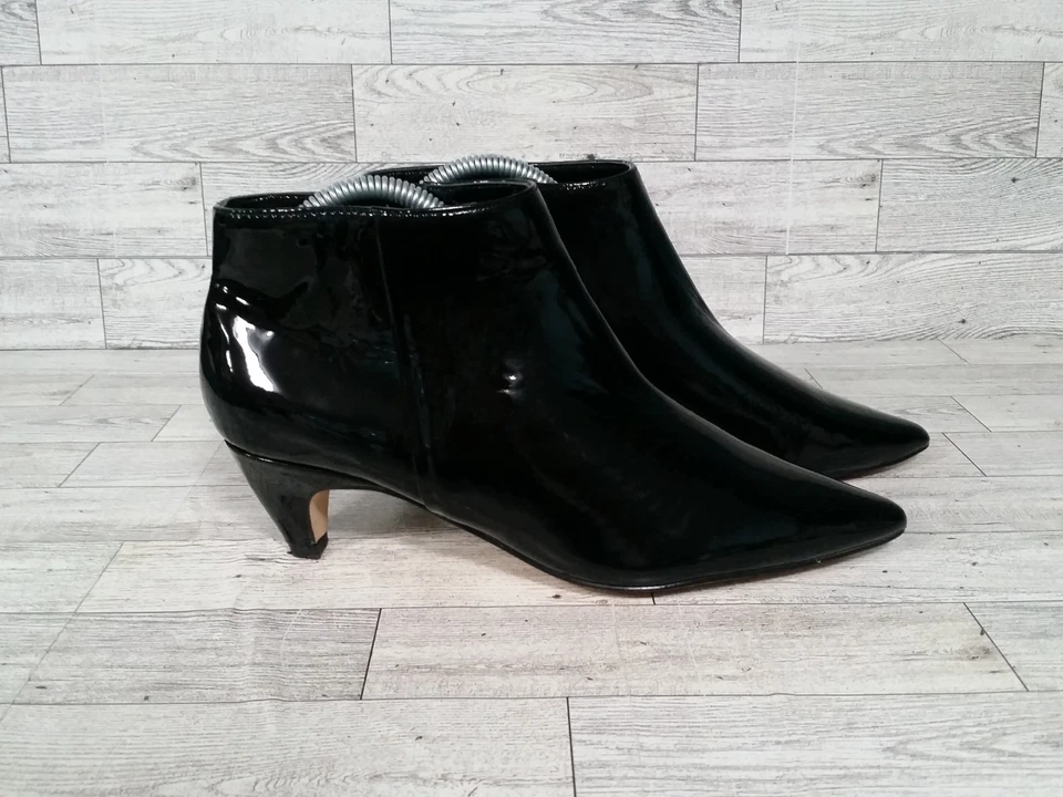 Botas de tornozelo femininas esplêndidas de couro envernizado preto biqueira pontiaguda tamanho 9 - Imagem 2 de 4