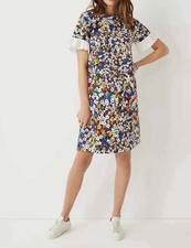 Ann Taylor Floral Eyelet Ruffle Sleeves Shift Dress S
