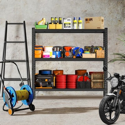 3-Tier 63 Inch Heavy Duty Adjustable Industrial Steel Shelving Rack Black 67W