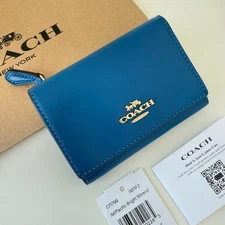 COACH Coach Fold Wallet Blue Blue Trifold Wallet Mini Wallet