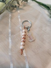 Handmade Pink Gold And Silver Cat Charm Keychain