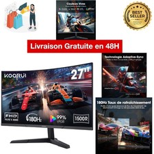 KOORUI Écran PC Gamer 27 Pouces FHD 180Hz Incurvé 1500R Moniteur