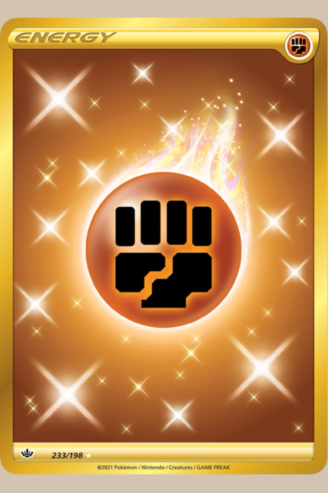 Pokémon TCG Fighting Energy Chilling Reign 233/198 Holo Secret Rare Near Mint