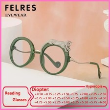Round Clear Green Glasses Frames Men Blue Light Filter Panther Eyeglasses Women