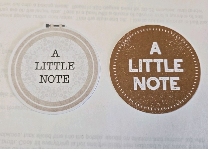 Creative Memories Set Of 2 A Little Note Circle Die Cut Scrapbook Cards Crafts