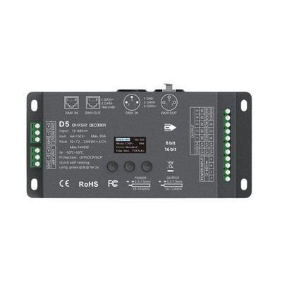 LTECH D5 DMX512 RDM LED Controller 5 Kanal Decoder 12V 24V 48V OLED Dimmer
