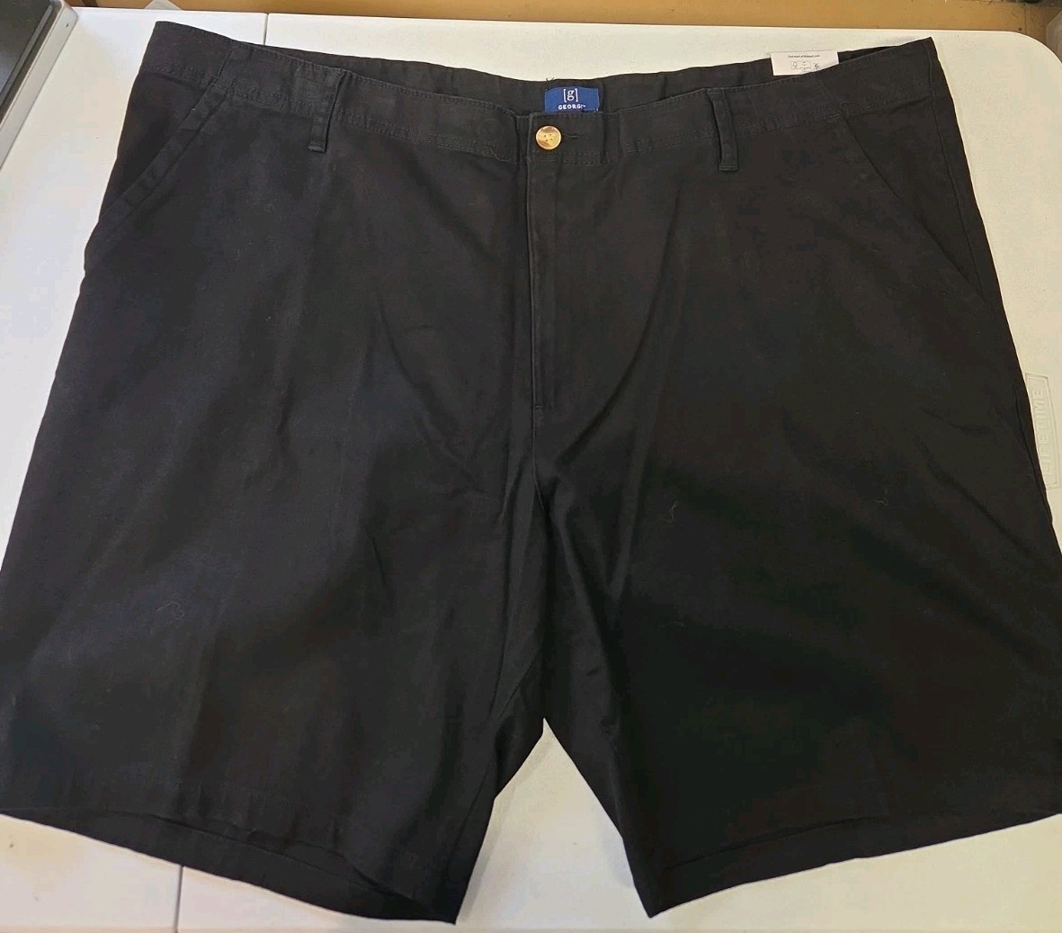 George Men’s 46 Black Flat Front Shorts Above the Knee 9” Inseam Cotton Stretch