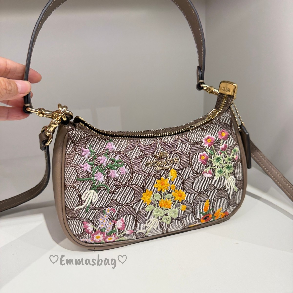 Coach Teri Mini Crossbody Bag Signature Jacquard With Floral Coach Teri Mini Crossbody Bag Signature Jacquard With Floral