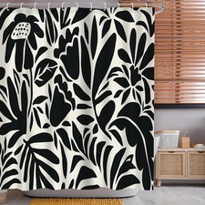 Black and White Flower Shower Curtain for Women Girls Boho Abstract Floral Re...