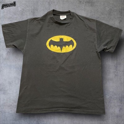 Vintage Batman Shirt Mens Large Black Logo Graphic Tee Jays Made USA 80s 90s