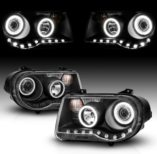 For 2005-2010 Chrysler 300C LED Halo Ring Projector Black Headlights Lamps - Bild 2 von 6