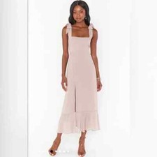 NWT | Show Me Your Mumu Claire Square Neck Midi Dress Soft Beige Chiffon Small