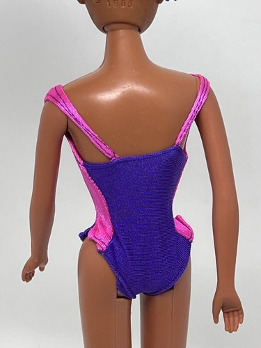 Vintage Clone Barbie Size Fashion Doll 1986 Creata Raven Black Hair In Swimsuit - Picture 15 of 15
