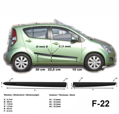 Seitenschutzleisten schwarz für Opel Agila B II Minivan 2. Generation 2007-2014