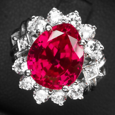 Estate Vivid Pink Rubellite Tourmaline 5.50Ct 925 Sterling Silver Handmade Rings