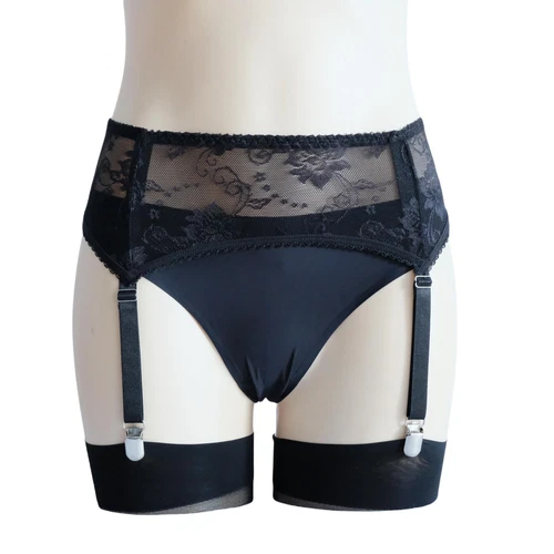 S-3XL Floral Lace Garter Belt 4 Straps Metal Clips Sexy Suspender F Thigh Highs - Picture 3 of 64