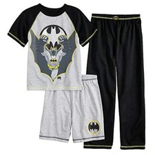 Batman Gotham City Superhero Boy's 3-Piece Pajama Set