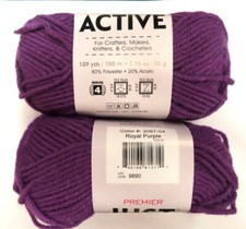 2 Skeins of Premier Just Yarn Color:Royal Purple 2067-04  4 medium