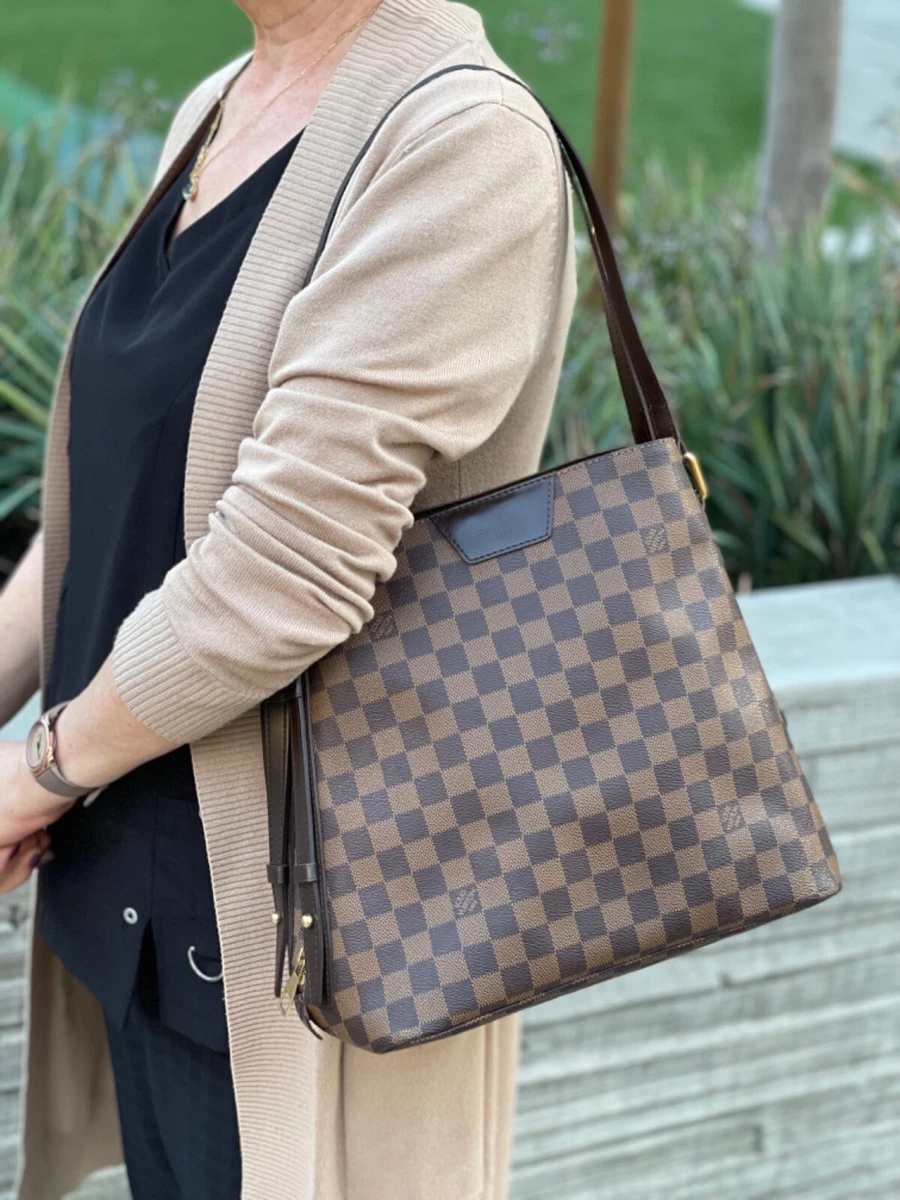 Sac bandoulière intérieur Louis Vuitton rouge Damier toile marron