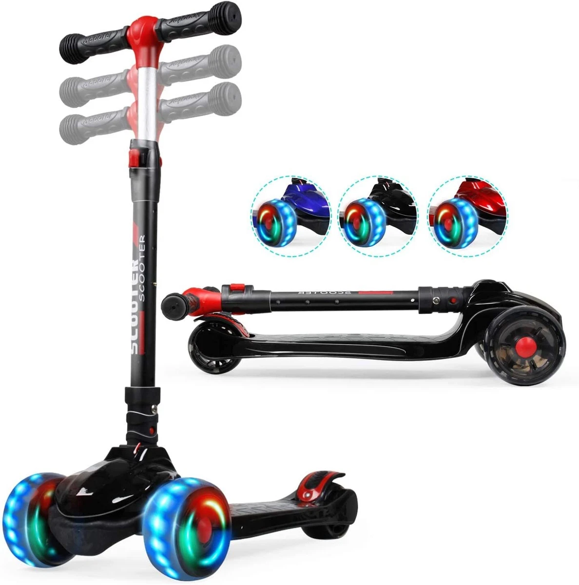 3 Wheel LED Scooter for Kids Toy Deluxe Folding Adjustable Glider
