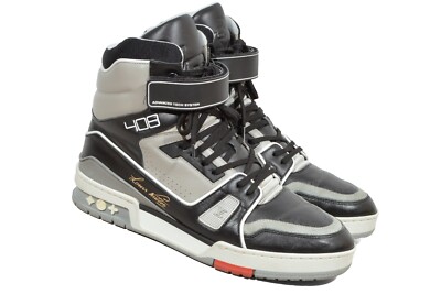 (FREE TARIFF) LOUIS VUITTON  408 High black/Gray abloh sneakers shoes Authentic