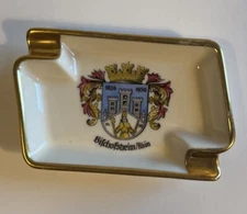Vintage German Ashtray Handausgemalt Bavaria Waldershof Gold Trim Bischofsheim