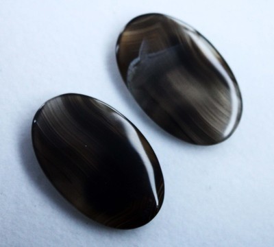 38.85 Cts Natural Cabochon Agate Slice Black Geode Smooth Loose Gemstone Pair