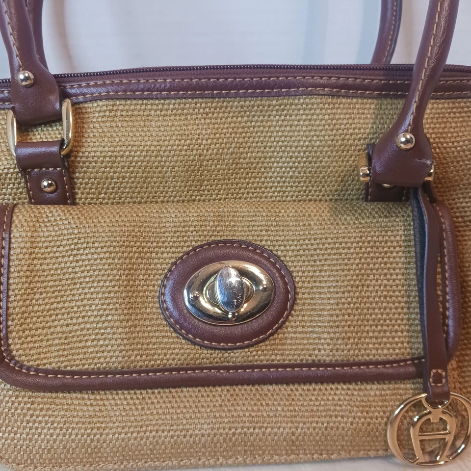 Cartera Tejida Etienne Aigner Colección Julieta Marrón Tostado Bolso Cartera Bolso Foto 3 de 4
